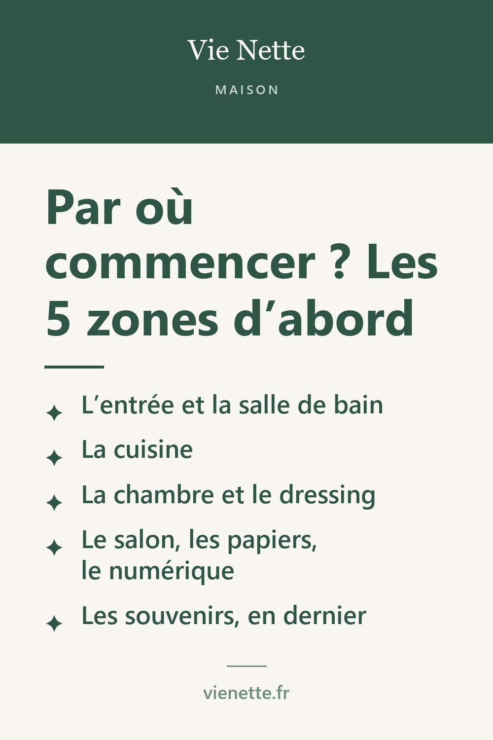 Par où commencer ? Les 5 zones d'abord